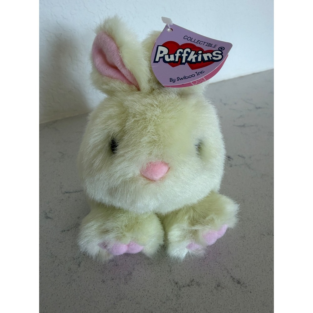 Swibco Puffkins Sunshine‎ the Rabbit Plush Yellow Bunny Limited Edition 2000
